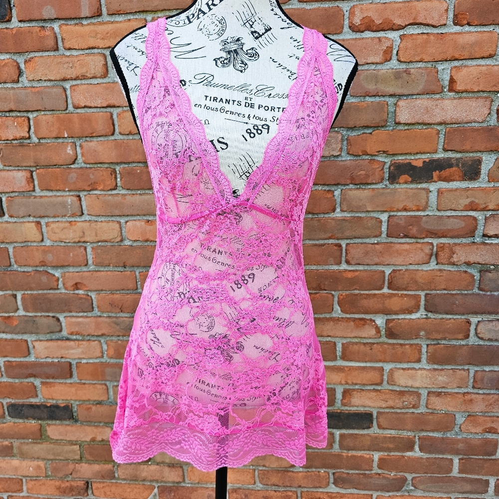 💕 iCollection Pink Lace Lingerie Babydoll Sleepwear – Size Medium